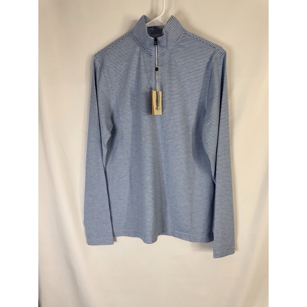 Duck‎ Head Quarter Zip Pullover NWT Size XS Blue White Striped Long Sleeve Top